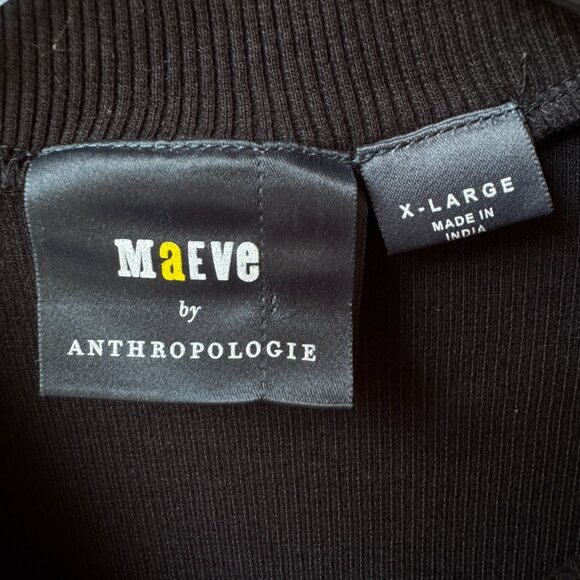 Maeve Mock-neck Blair Black Ribbed Short Sleeve Baby Tee in Women's X-Large - Picture 3 of 10